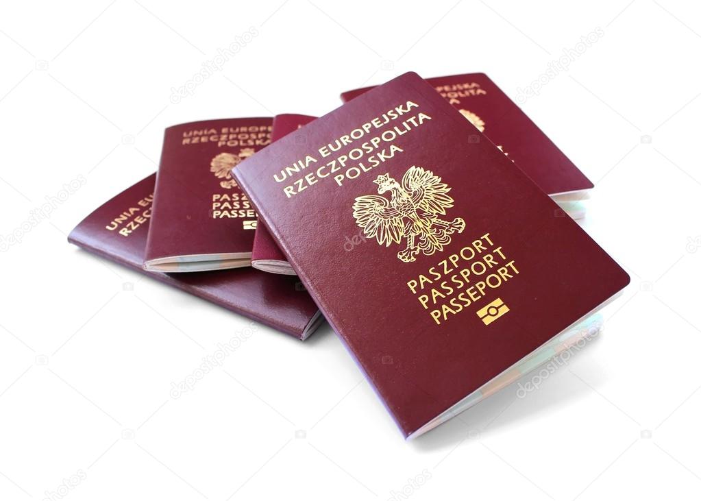european union passports isolated on white