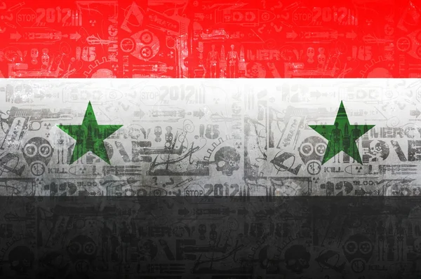 Прапор Сирії з символікою війни — стокове фото