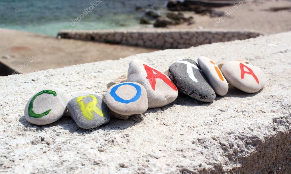 Croatia colorful inscription painted on the stones