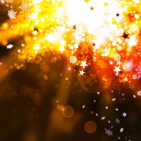 Gold elegant xmas abstract background with lights and stars — Stock Photo, Image