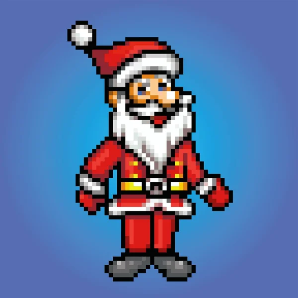 Santa claus retro 8 bit - pixel art style vector illustration — Stock Vector