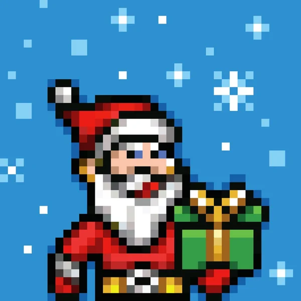 Pixel art santa claus xmas vector — Stock Vector