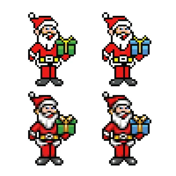 Colección de estilo de arte de píxeles de 8 bits de Santa Claus — Archivo Imágenes Vectoriales