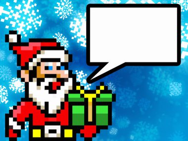 piksel iletişim komik konuşma bulut ile santa stil