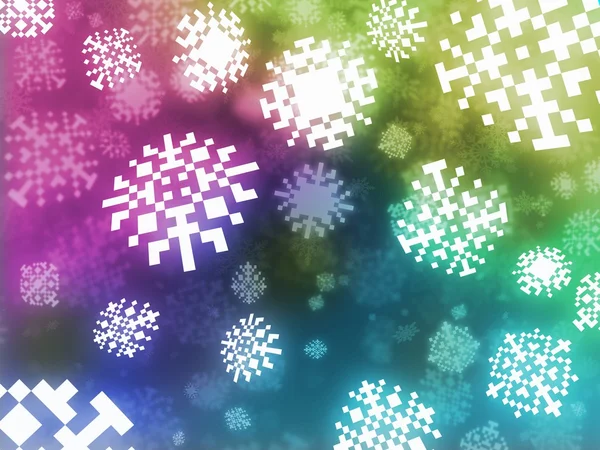 Pixel snowflakes background retro style illustration — Stock Photo, Image