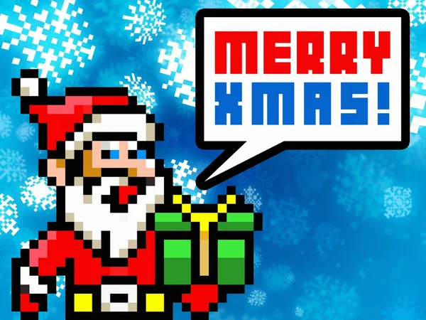 Noel Baba retro piksel tarzı Noel tebrik kartı