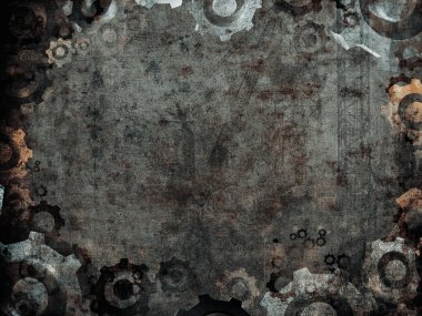 karanlık paslı endüstriyel fabrika çerçeve