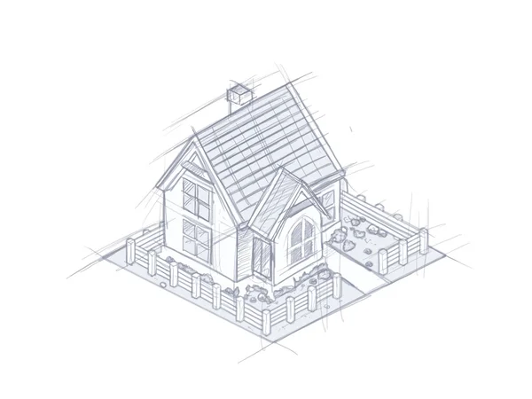 Architecturale huis sketch geïsoleerd op witte illustratie — Stockfoto