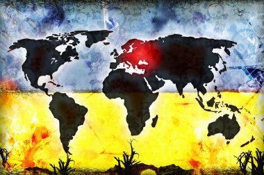 Ukrayna Rusya çatışma konsept illüstrasyon