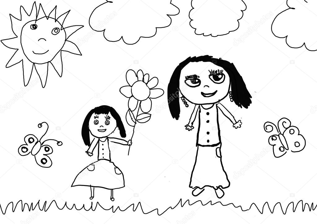 flowers for mother's day, child illustration