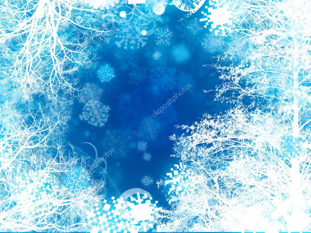 abstract snow tress snowflake background
