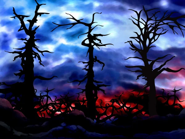 Gespenster gespenstischen Wald Hintergrund Illustration — Stockfoto