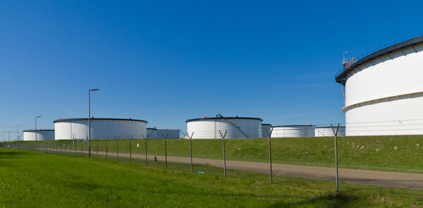 white storage tanks