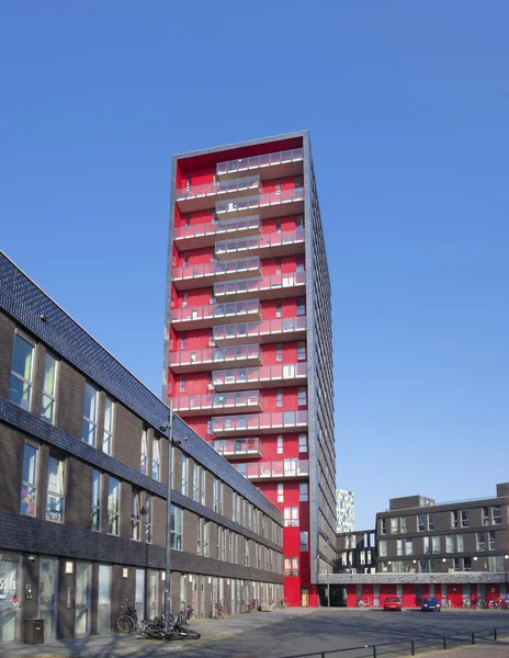 Red apartment building — Stock Photo, Image