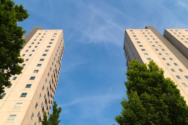 Několik Velkých Bytových Domů Rotterdamu Podzemí — Stock fotografie