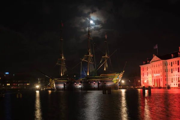 Amsterdam Dezember 2019 Schifffahrtsmuseum Und Nachbau Des Berühmten Voc Schiffs — Stockfoto