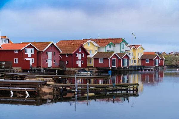 Maisons Colorées Dans Village Suédois Smogen Est Une Des Villes — Photo