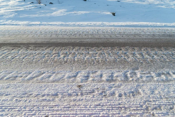 Con Carretera Cubierta Hielo Suecia — Foto de Stock