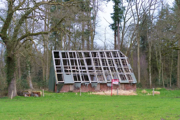 Denekamp Niederlande März 2020 Altes Bauernhaus Ohne Dach Ländlicher Landschaft — Stockfoto