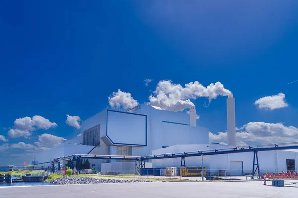 Power Plant Smoking Chimneys Amsterdam Harbor Area — Stock Photo, Image