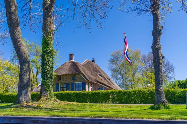 Typical Dutch Houses Straw Roofing Famous Village Giethoorn Also Called — Stock Photo, Image