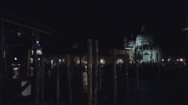 Geceleri Santa Maria Della Salute Katedrali Venedik, İtalya, Venedik Mimarlık. Geceleri Santa Maria Della Selamlaması.
