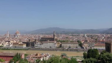 Floransa 'nın genel planı. Santa Maria Del Fiore Katedrali ve Floransa şehrinin genel planı üzerine The Palazzo Vecchio