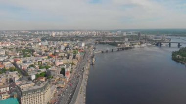 Kiev havadan. Havadan kiev seti. Kiev üzerinde uçuş. Kiev merkez havadan