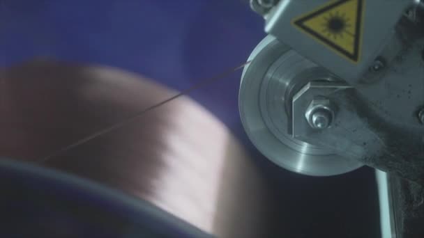 Виробництво крупним планом дроту, виробництво мідного кабелю — стокове відео