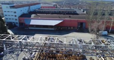 Büyük fabrika hava manzarası, büyük bir fabrikanın dışı. Üst görünümü yerleştir