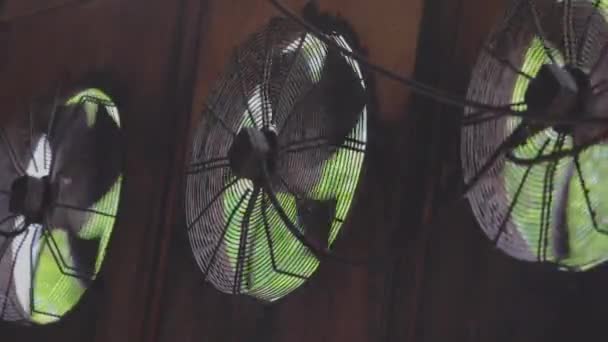 Fans at the factory. Ventilation of industrial premises in a factory — Stock Video