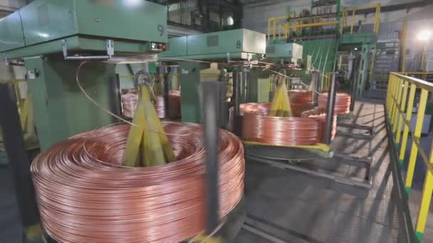 铜电缆制造,内部电缆制造车间,工业内部 — 图库视频影像
