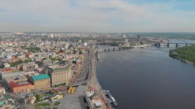 Kiev havadan. Havadan kiev seti. Kiev üzerinde uçuş. Kiev merkez havadan