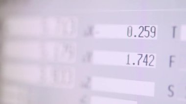 CNC makine monitörü. Fabrikalardaki CNC makinesinin kontrol paneli. Modern CNC makinesi.