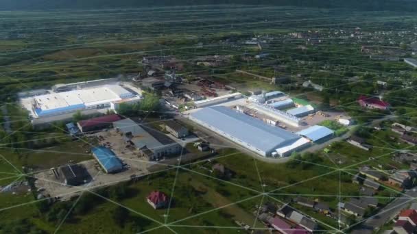 Top view of a modern factory. Futuristic production concept. Environmentally friendly production — Vídeo de Stock
