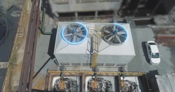 工业冷却塔。从无人机上冷却塔台湿冷塔。蒸发冷却塔 — 图库视频影像