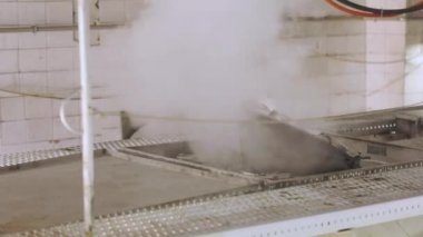 Tank kamyonu temizleme operasyonu. Tanker kimyasal temizlik işinde. Kamyon tankını içeriden temizliyorum.