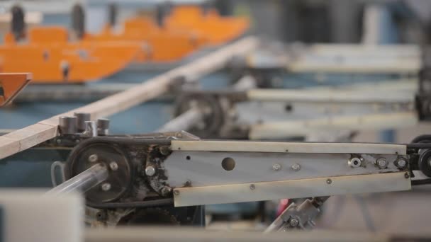 Modern automated line in the furniture industry. Automation line for the production of furniture boards. Modern furniture factory — Stock Video