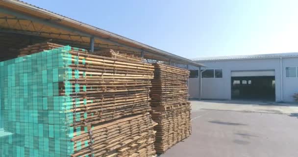 Trocknen von Holz im Freien unter der Sonne. Holz trocknen natürlich. die Entfernung von Wasser aus Holz mit Sonne und Wind. — Stockvideo