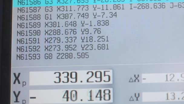 Monitor de máquina CNC. Painel de controle da máquina cnc em fábricas. Máquina CNC moderna. — Vídeo de Stock