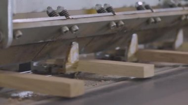 Mobilya üretim süreci. Mobilya fabrikasında otomatik taşıma bandı. Mobilya fabrikasında otomatikleştirilmiş üretim hattı.