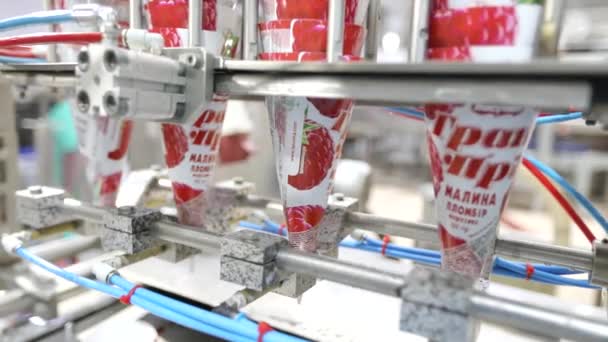 Produção de sorvete. Produção automatizada de sorvete. Linha de produção automatizada de sorvete — Vídeo de Stock