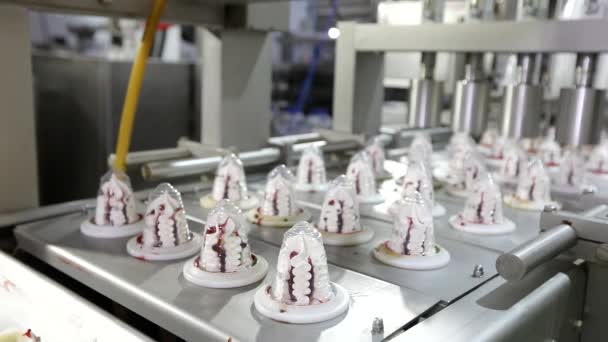 Producţia de îngheţată. Producție automată de înghețată. Linie de producție automată de înghețată — Videoclip de stoc