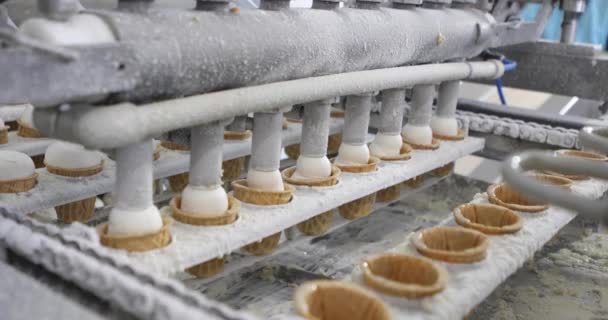 Automatisierte Produktion von Speiseeis. Automatisierte Eiscreme-Produktionslinie. Eiscreme-Produktion. — Stockvideo