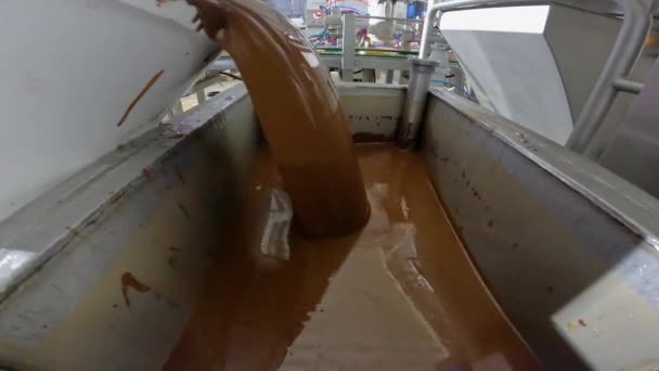 巧克力在食品工业中的应用.食品生产中的巧克力原料 — 图库视频影像