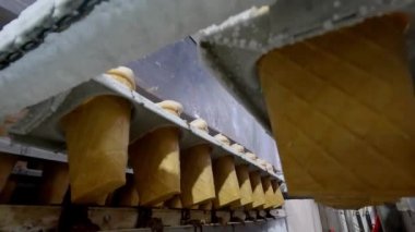 Dondurma fabrikası. Modern otomatikleştirilmiş dondurma üretim hattı. Dondurma üretim hattı