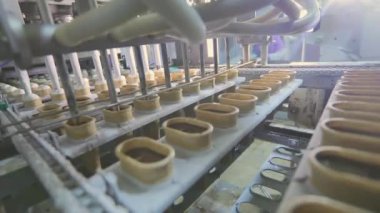 Otomatik dondurma üretimi. Otomatik dondurma üretim hattı. Dondurma üretimi.