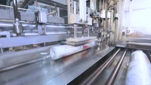 自动墙纸生产线。现代工厂壁纸生产过程. — 图库视频影像