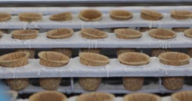 Otomatik dondurma üretimi. Otomatik dondurma üretim hattı. Dondurma üretimi.