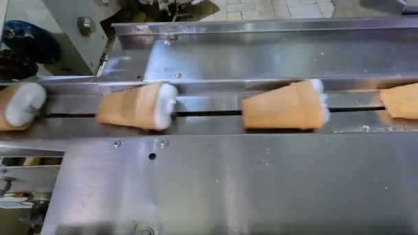 Ice cream production. Automated production of ice cream. Automated ice cream production line — Stock Video